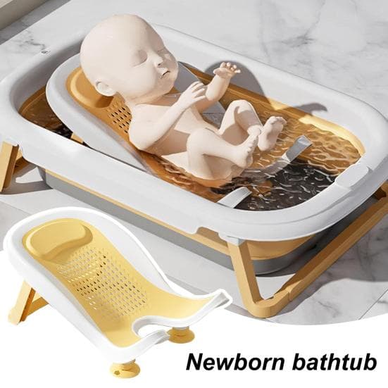 Infant Bath Tub Seat BPA-Free Material Foldable Design Hypoallergenic Baby Bath Support Compact Size Stable Shower Basin yellow
