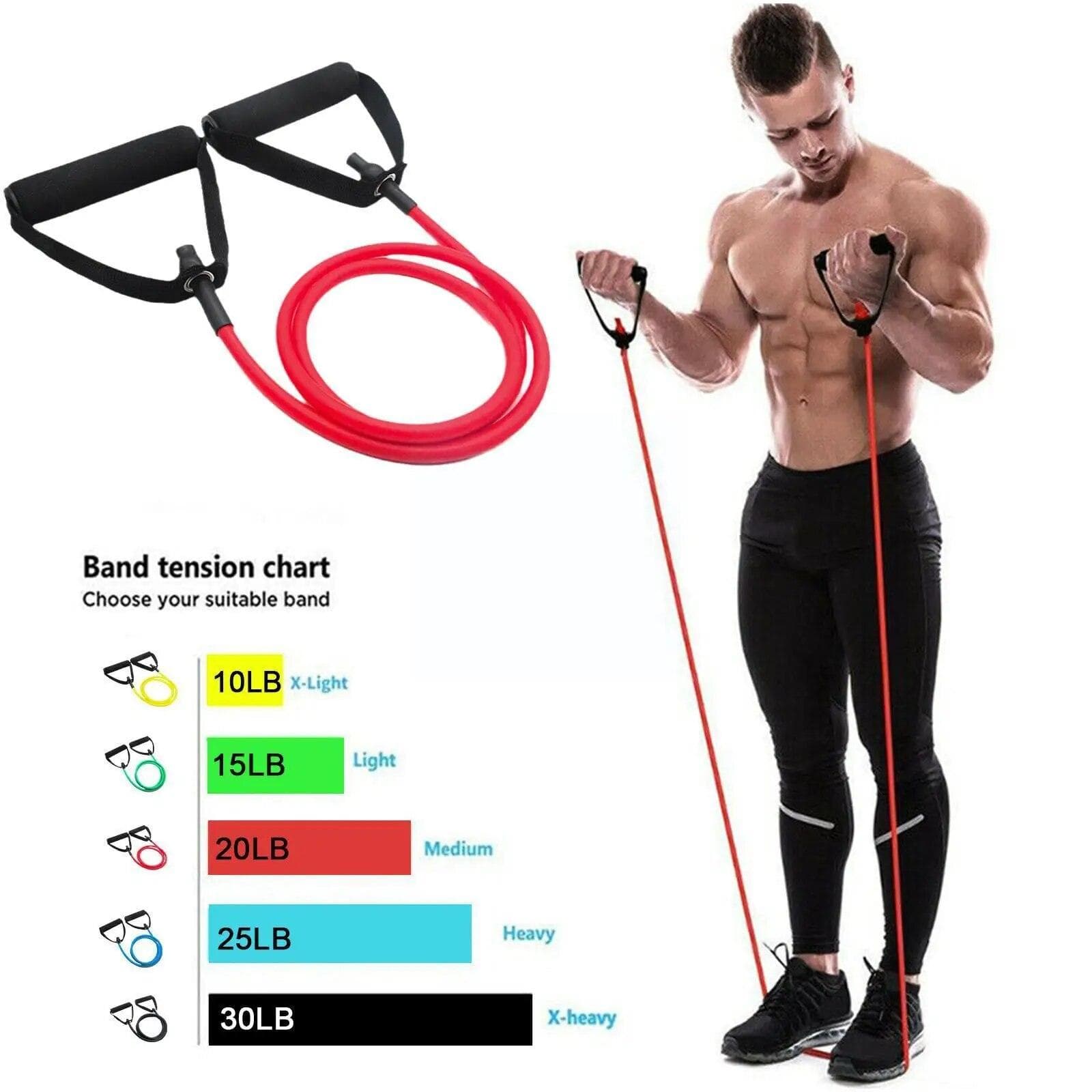 Ζώνες αντίστασης 5 επιπέδων με λαβές Yoga Pull Rope Elastic Fitness Exercise Tube Band για προπόνηση στο