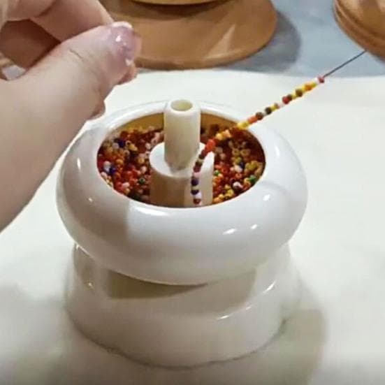 Mini Bead Spinner Kit with Beading Needle Clay Bead Spinner for Jewelry Making Necklace Bracelet Maker DIY Crafting Project μπεζ