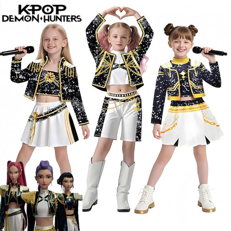 KPop Demon Hunters Mira Rumi Zoey 3D Printed Outfits Movie Fashion Cosplay Costume Halloween Carnival School Per 130cm