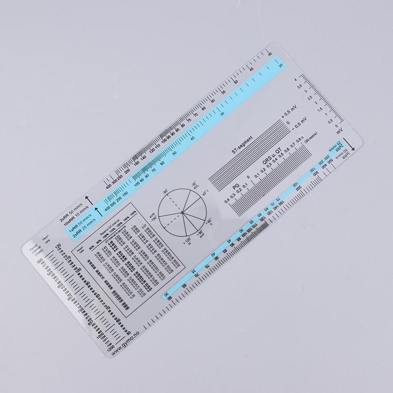 Ecg Ruler Ecg Student Pocket Reference Guide Electrocardiogram Ruler Cardiogram Transparent Soft Heart Rate Ruler light blue