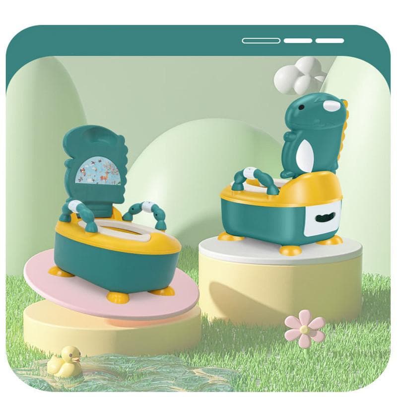 1-6 Years Old Children's Pot Cute Baby Toilet Seat Easy to Clean Baby Cartoon Dinosaur Pots Portable Potty Safe Training Stool cm sky blue