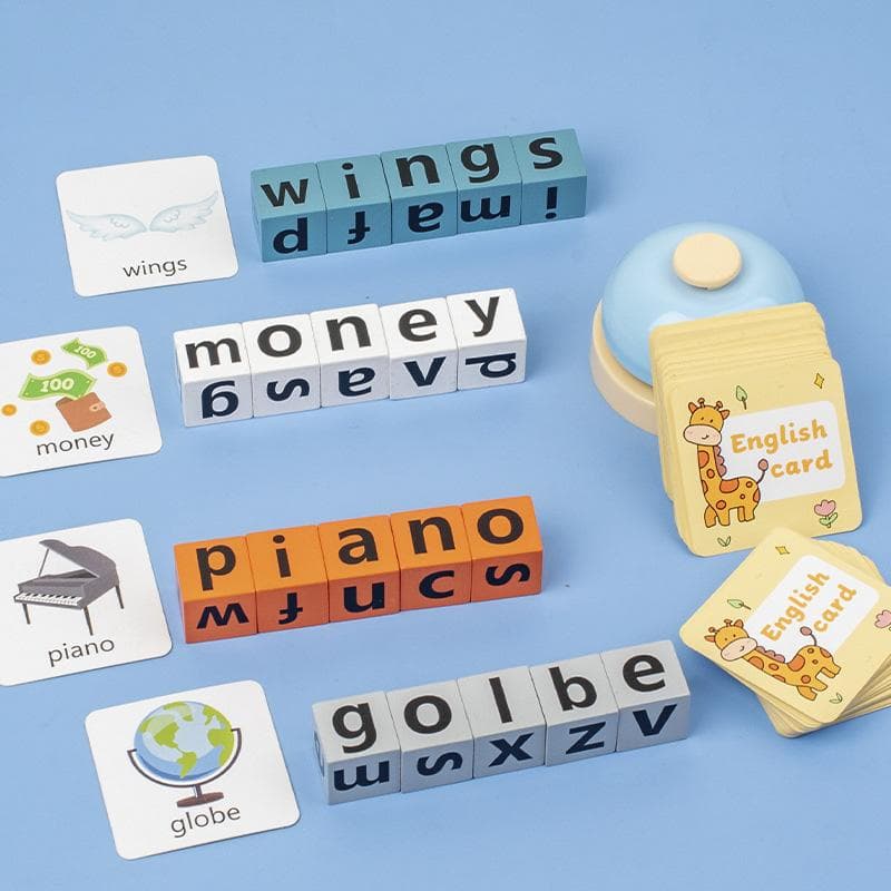 Montessori Wooden Spell Word Toy Letter Cognitive Challenge Memory English Word Game Early Learning Educational Toy For Children