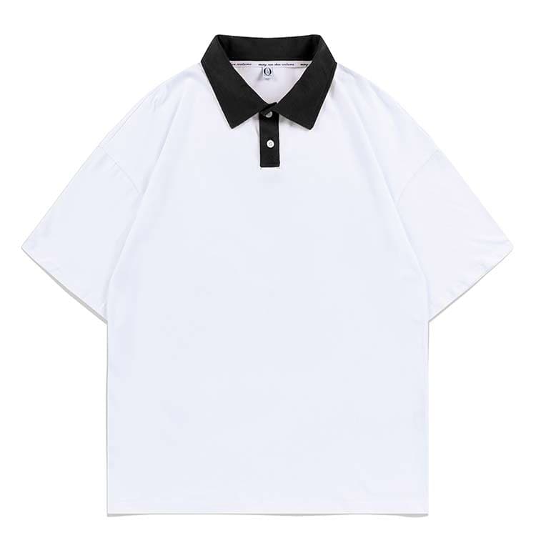 MRS M021  Colorblock Collar Trend Hong Kong Style Lapel Polo Sleeves cm