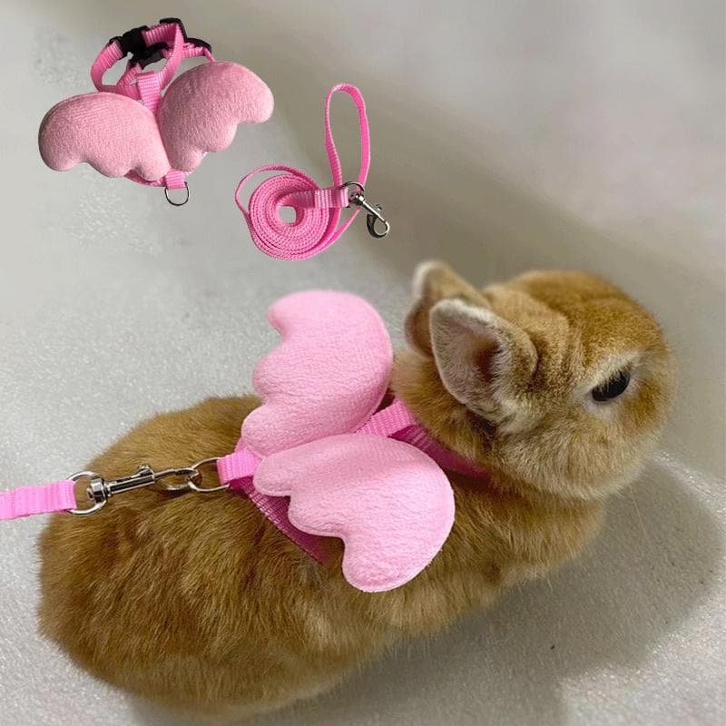 Cute Angel Wing Pet Rabbit Harness and Leash for Cats Rabbits Personalized Rabbit Harnesses Bunny Accessories Hamster Clothes blue