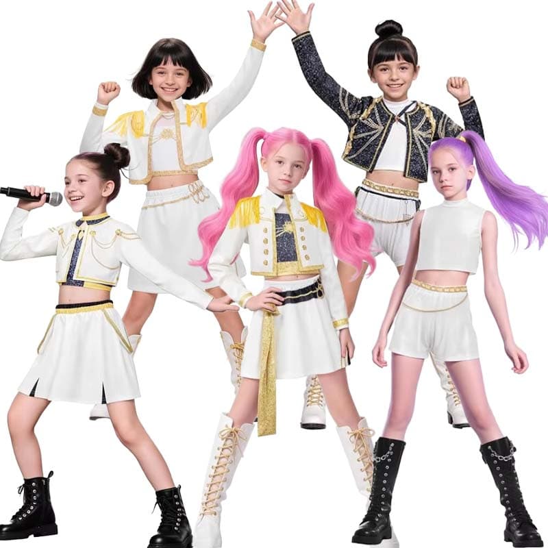 Rumi Cosplay Costumes Halloween Anime Demon Hunters Zoey Mira Uniform Print Stage Singer Dance Clothes Set cm