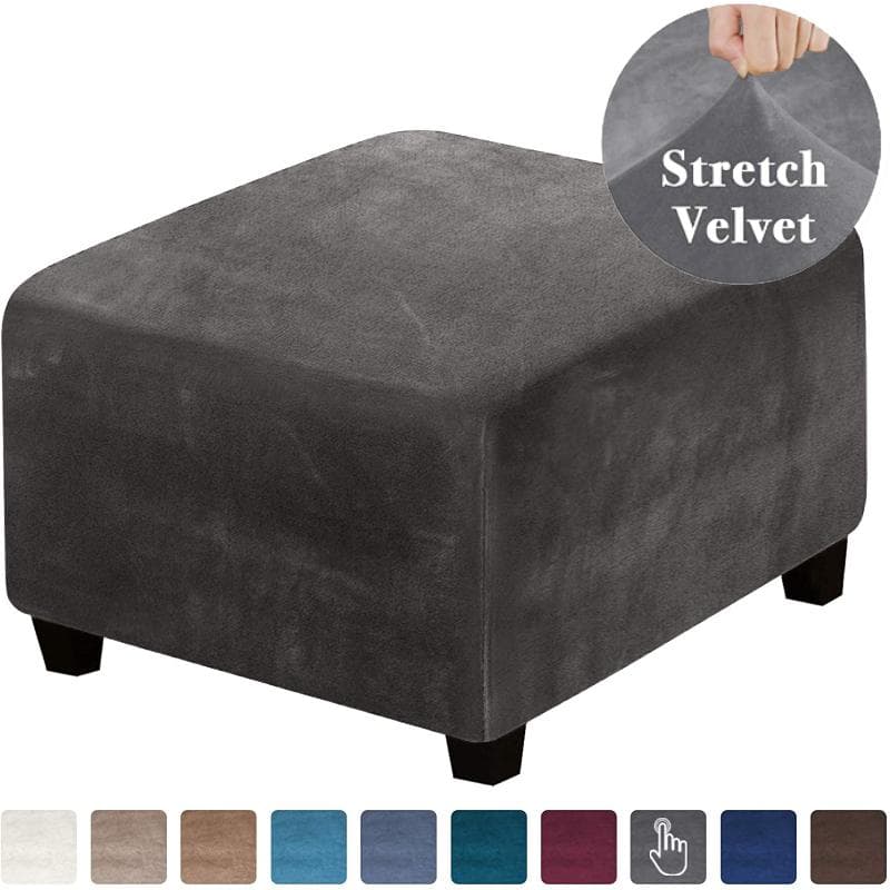 Velvet Fabric Square Ottoman Covers Stretch Footstool Cover Bench Storage Stool Cover Washable Furniture Protector Covers 3 Size green
