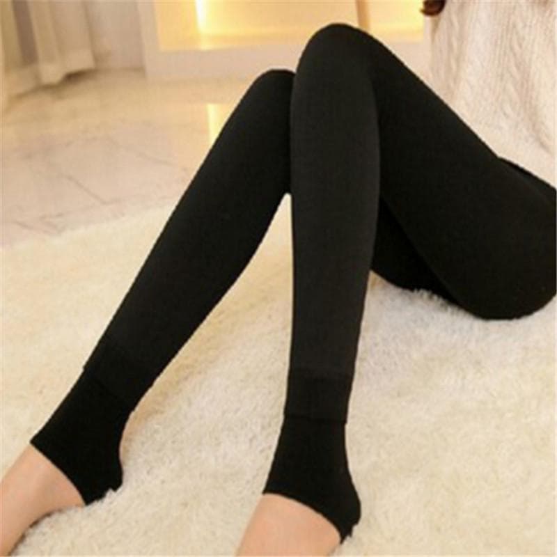 8 Colors Winter Thick Cashmere Leggings Woman Casual Warm Faux Velvet Knitted Stockings green