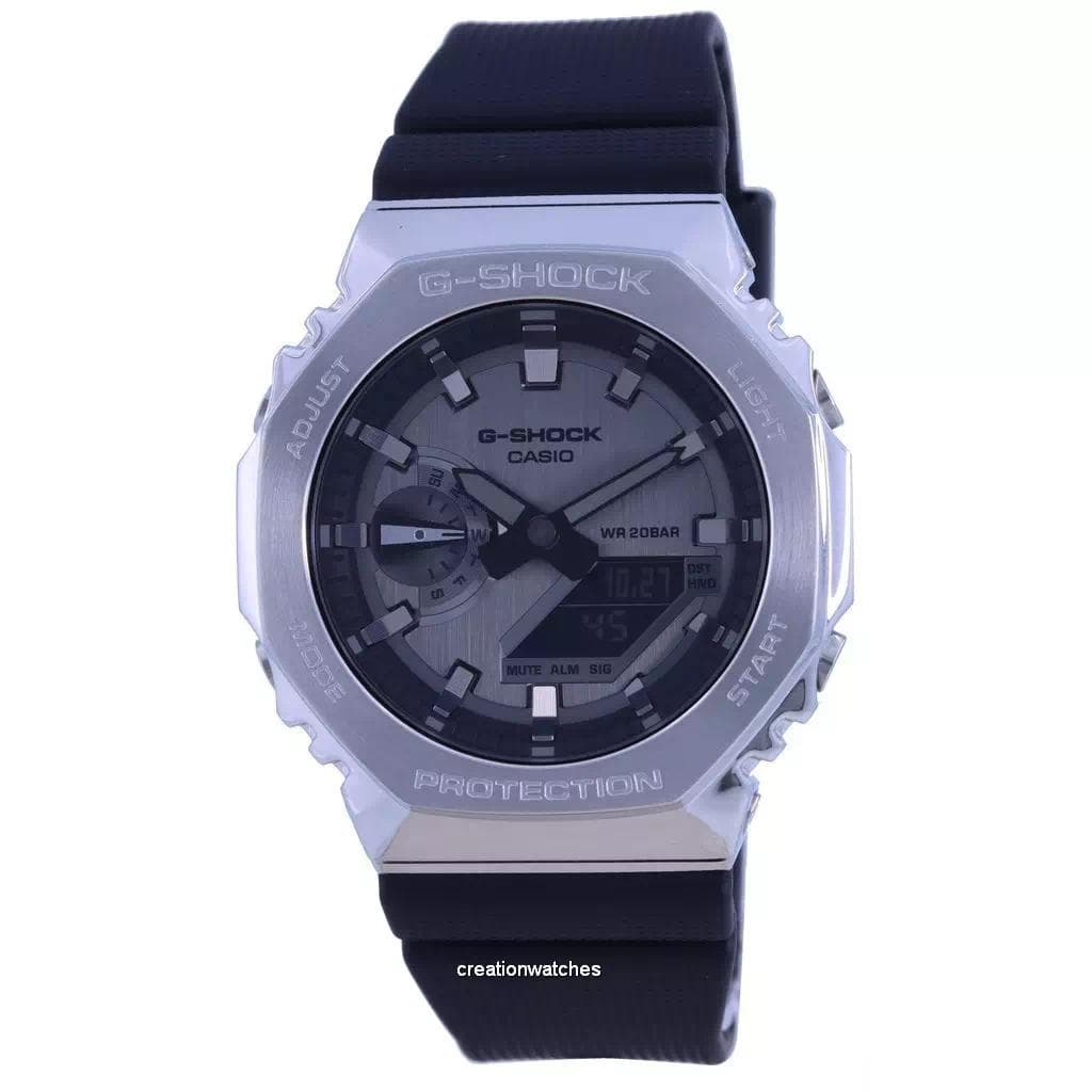 Casio G-Shock Metal Covered Analog Digital Resin Strap GM-2100-1A GM2100-1 200M Men's Watch grey
