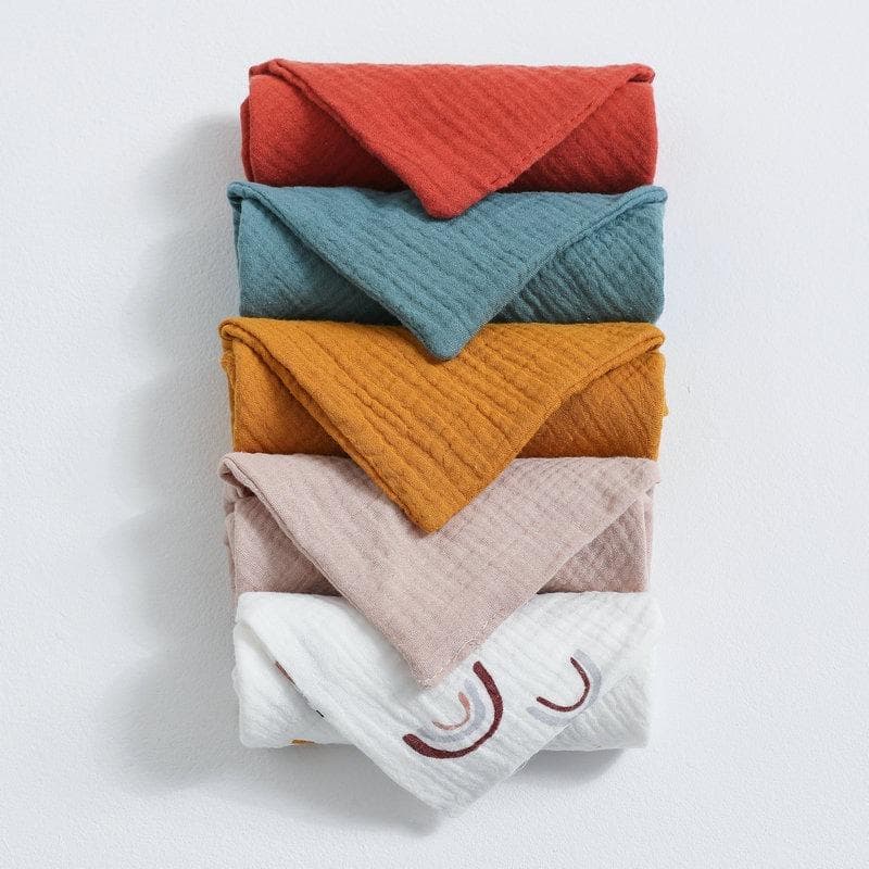 5 Pcs Baby Cotton Square Towels Infant Wash Hand Face Wipes Washcloth Facecloth Handkerchief Muslin Cloth Feeding Bib