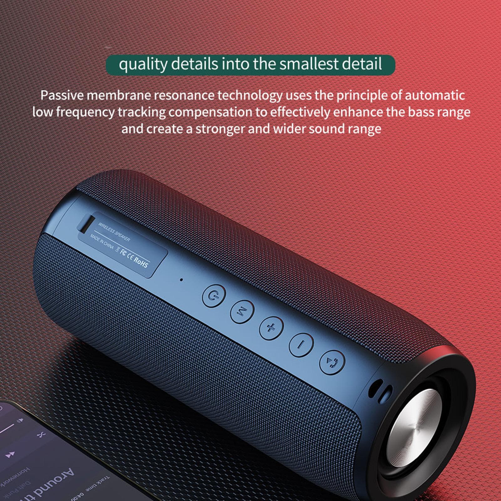 ZEALOT-S51 Portable BT Wireless Speaker Bass Stereo Sound Portable Subwoofer Waterproof Sound Box black