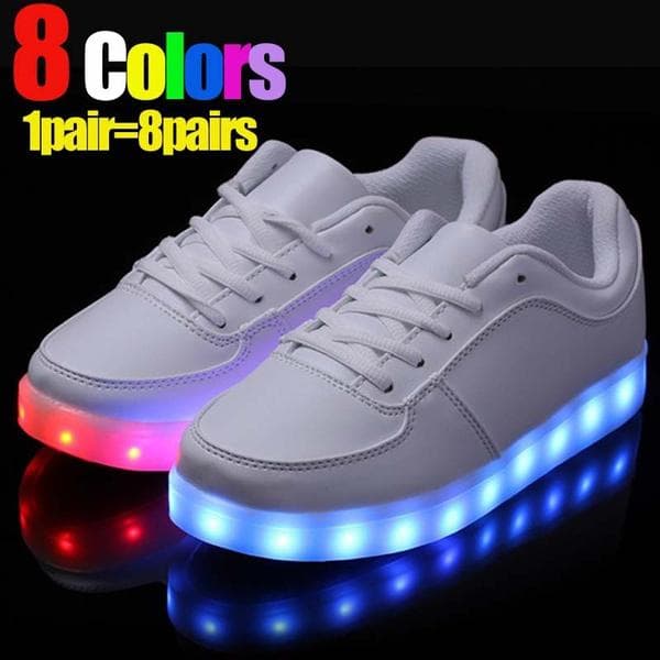 8 Colors LED Luminous Shoes Men Women Unisex Couple Sneakers Fashion Casual Flat Led Shoes for Adults USB Charging Lights Shoes cm black