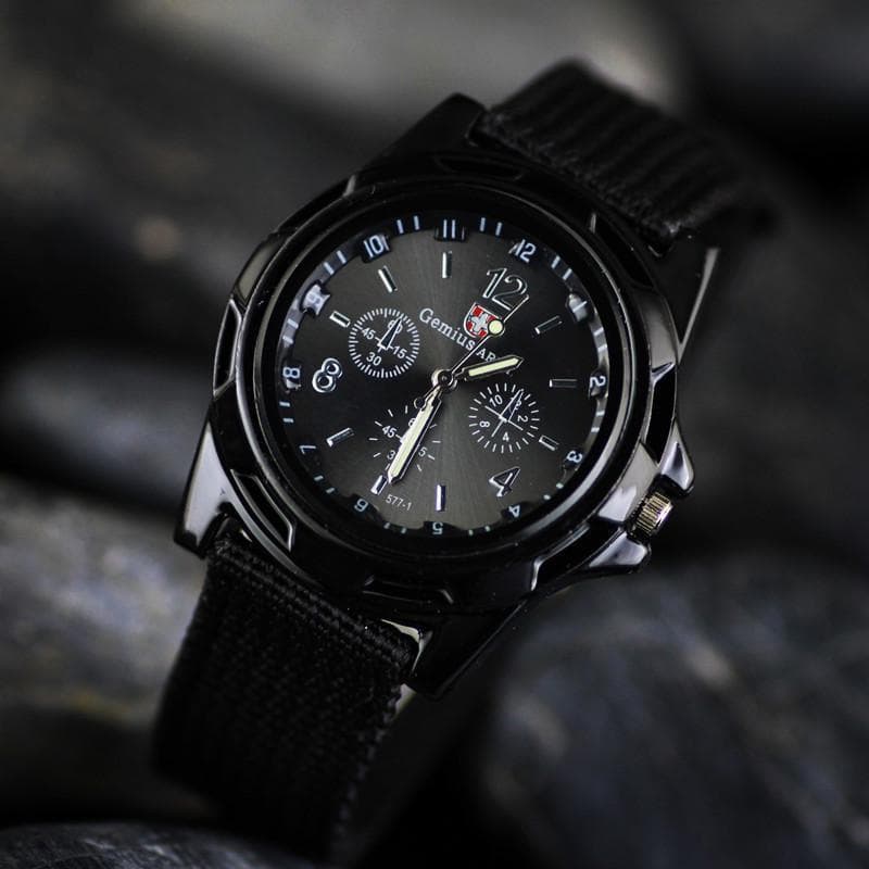 Quartz Watch Army Soldier Military Canvas Strap Fabric Analog Wrist Watches Sports Clock black