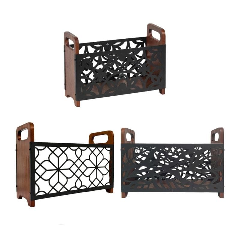 Elegant Wooden Floor Standing Book and Magazine Organizer for Home Office Storage Space Saving File Holder