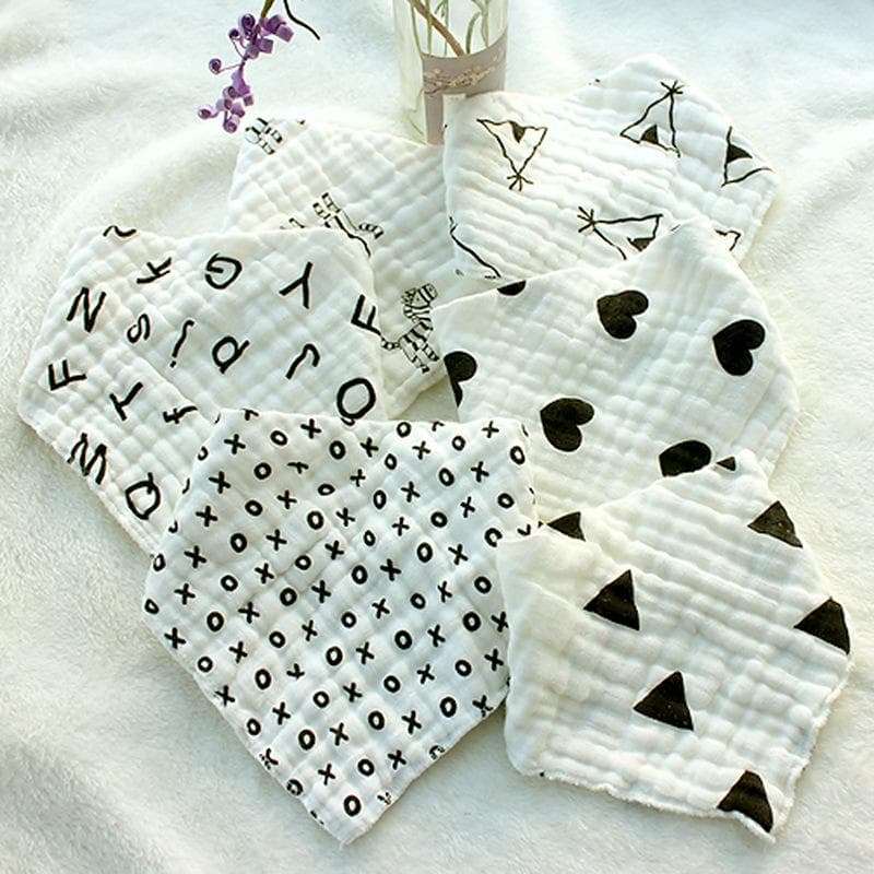 Baby Muslin Bibs Gauze Triangle Saliva Towel 100% Cotton Newborn Burp Cloth Handkerchief Face Towel For Baby Shower Gifts