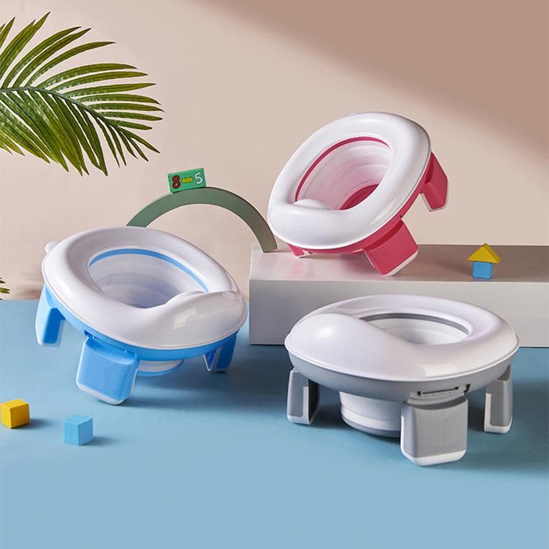 3 in1 Multifunction Children's Pot Portable Baby Training Seat  Easy to Clean Travel Toilet Seat Foldable Baby Potty grey