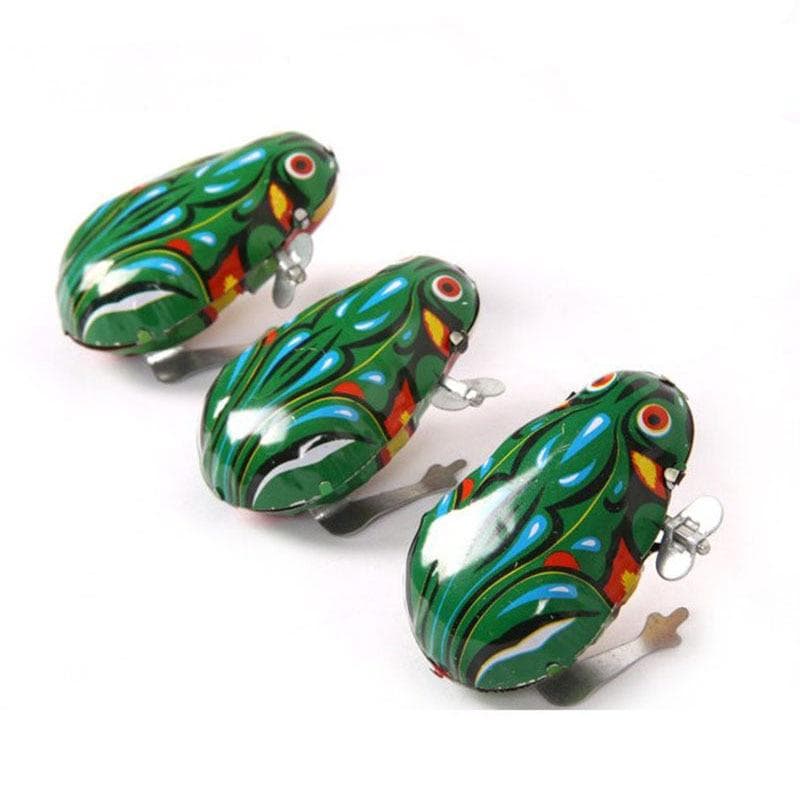 Retro Jumping Frog Tin Toys Wind Up Vintage Metal Clockwork Tin Toys Vintage Kid Jumping Frog