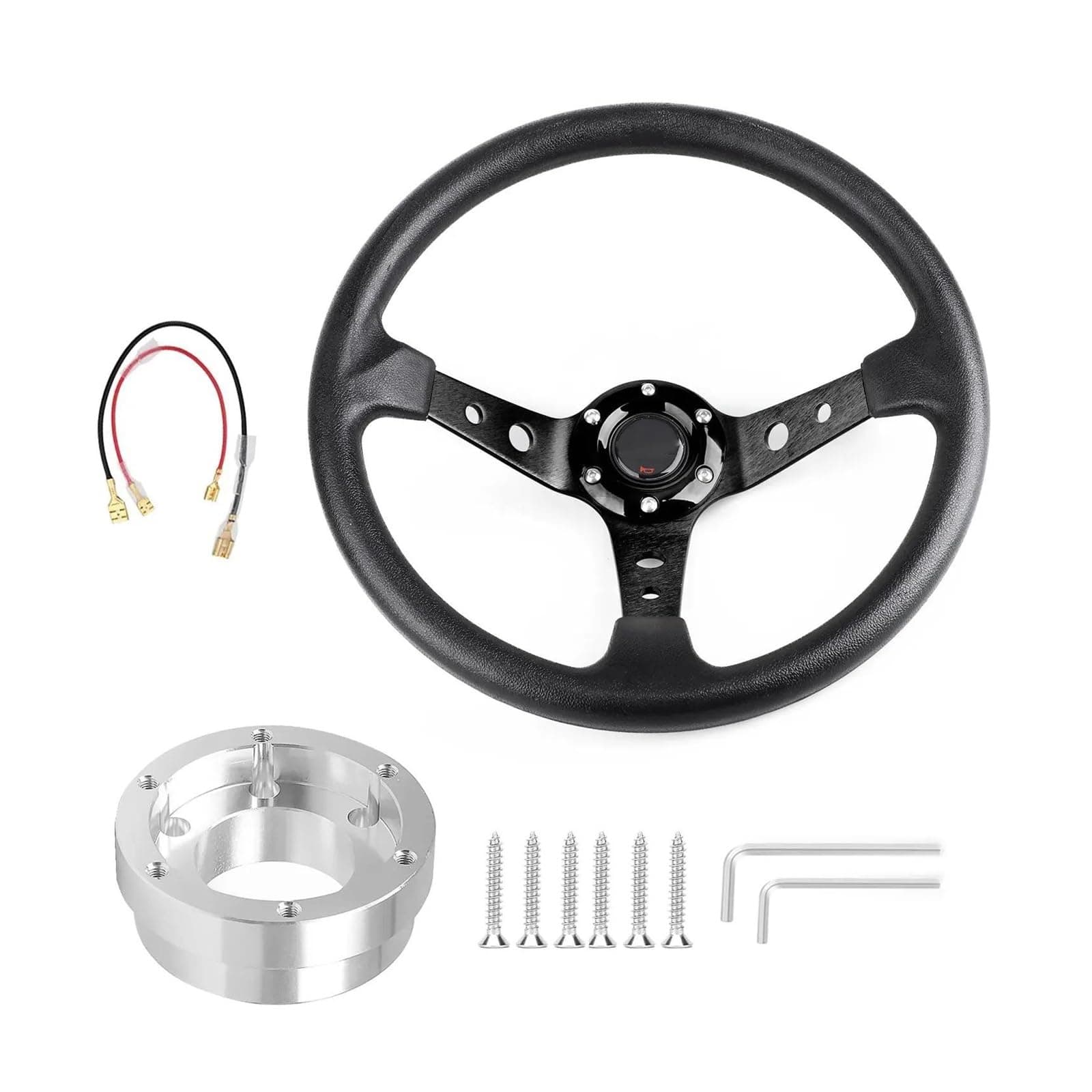 Logitech G29 G920 G923 350mm 14  Autosport Drift Steering Wheel Adapter Plate with 70mm PCD (Black and Silver) black