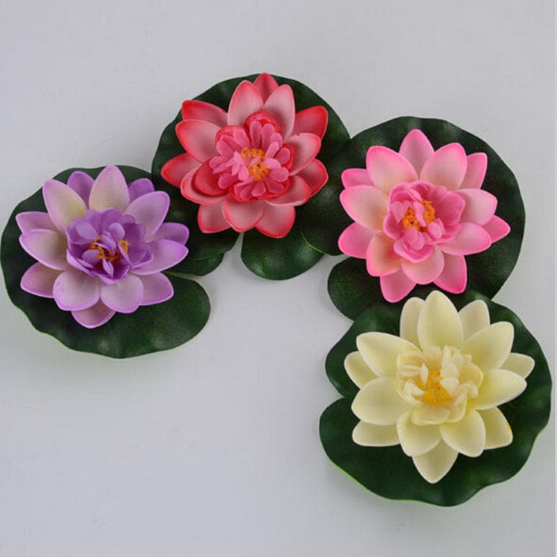 Hotsale DIY Artificial Water Lotus Floating Flower Fish Tank SPA Pool Plant Deco red