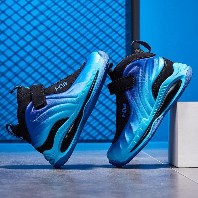Kids Cushioning Basketball Shoes Boys Girls Comfort Breathable Sport Shoes Children New Arrival Running Sneaker Non-slip Outdoor cm blue