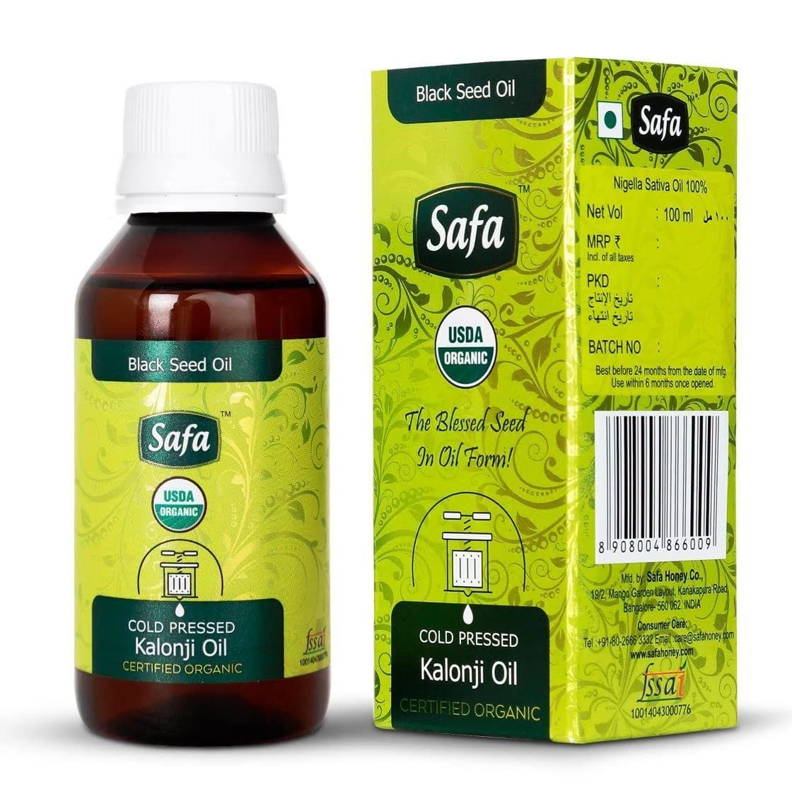 Safa Black Seed Oil Organic Cold Pressed Pure Kalonji Oil |Rich in Omega 3,6 & 9 Essential Fatty Acids|,Hair, Skin & Overall Health