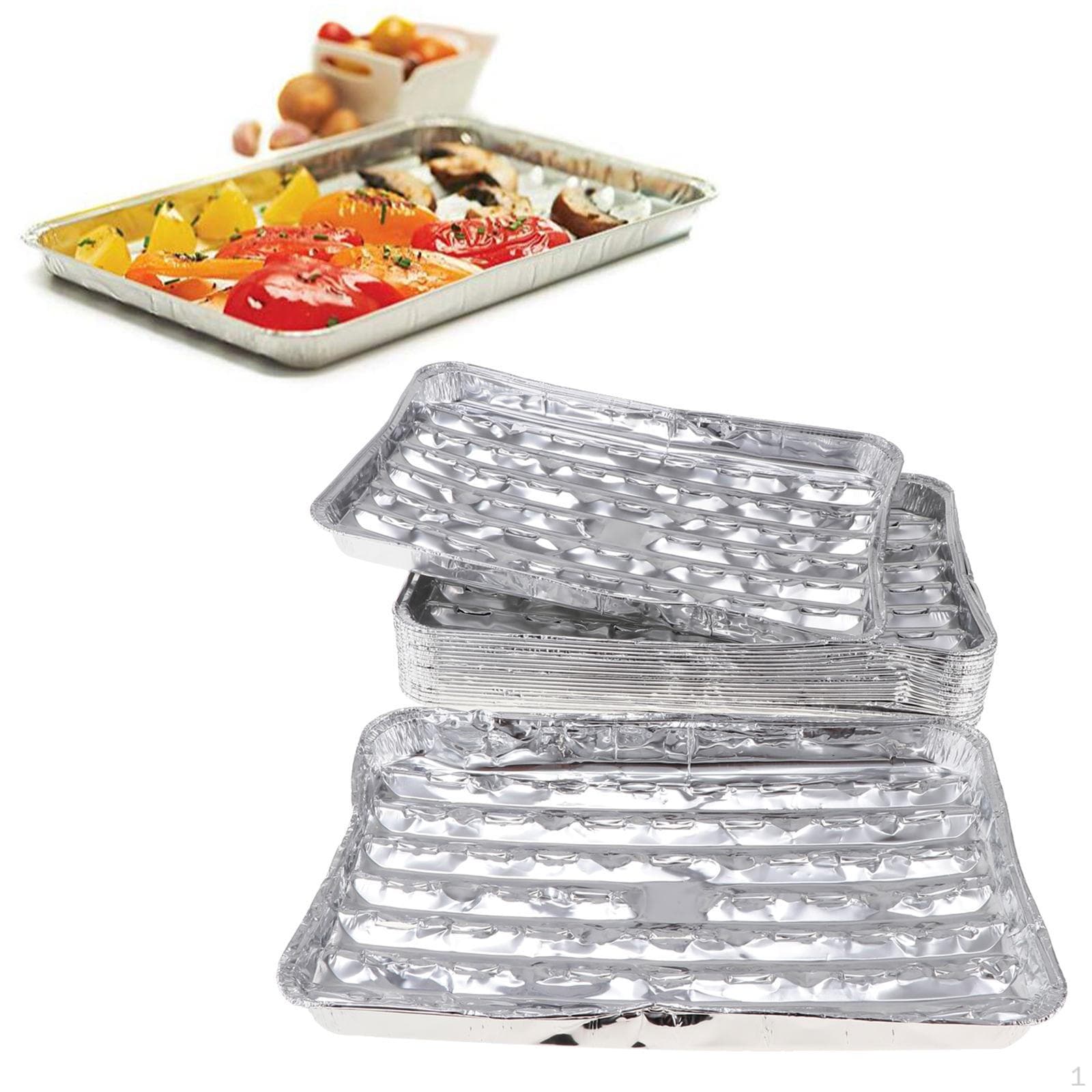20x Disposable Aluminum Rectangular Barbecue Grilling Trays