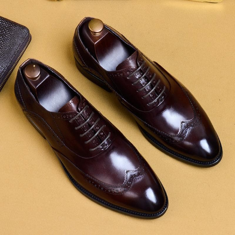 Full Grain Leather Men Retro Italian Design Men Brogues Genuine Leather Dress Shoes Handmade Wedding Shoes For Men cm yellow