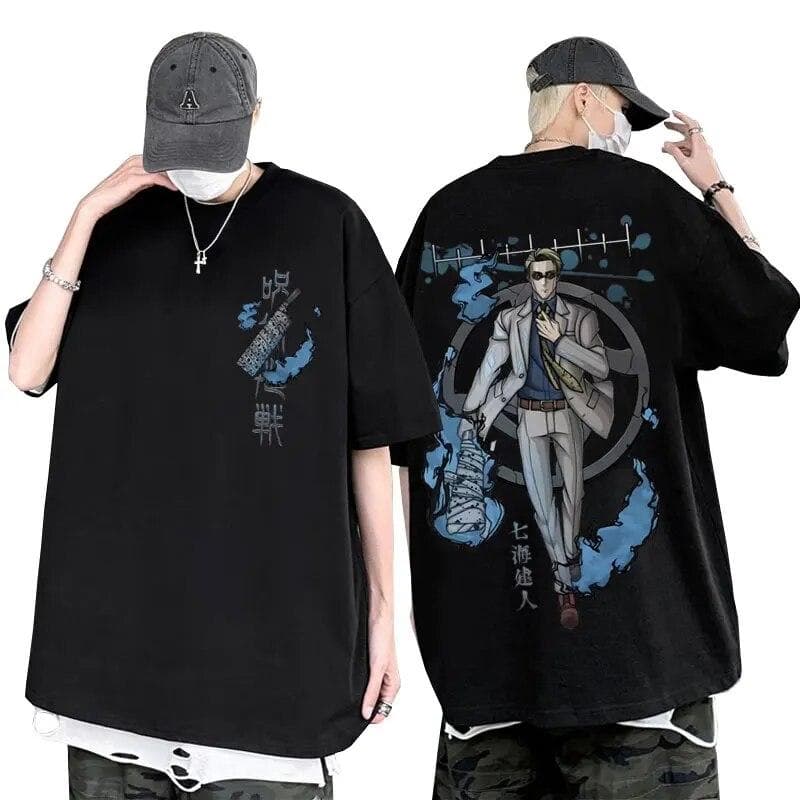 Japanese Anime Jujutsu Kaisen Nanami Kento Graphic Tshirt Unisex Vintage Manga T-shirt Short Sleeve Unisex Hip Hop Oversized Tees cm
