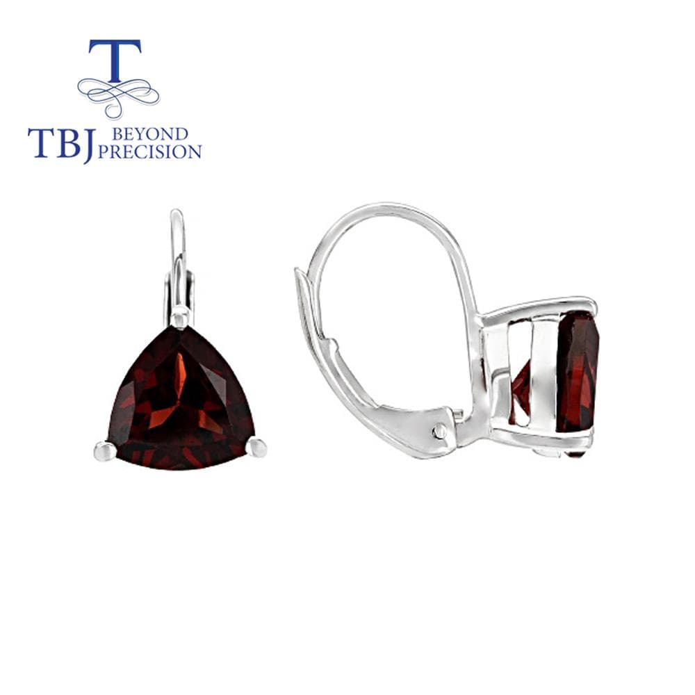 Natural red garnet simple clasp earring 925 sterling silver fine jewelry for women mom wife nice gift red