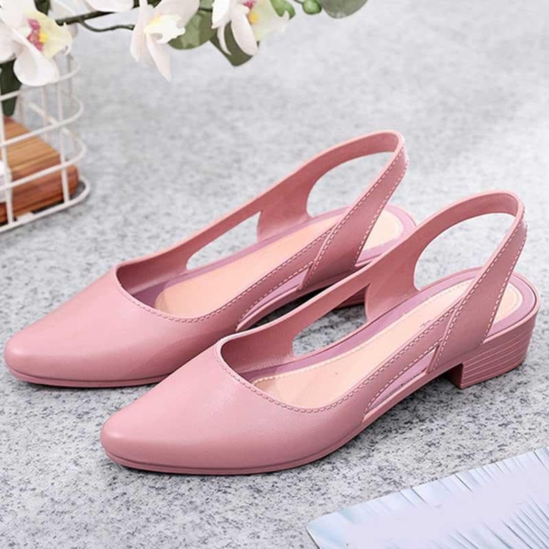 New Fashion Casual Sandals Female Korean Style Shallow Mouth Flat Outer Wear Jelly Sandals and Slippers (Shoes Are One Size Smaller) cm purple