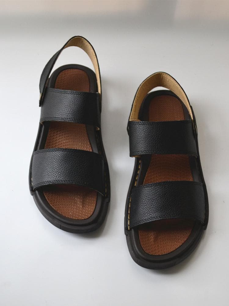 Fashion Men's Cowhide Sandals Casual Breathable Beach Shoes Slipper cm coffee