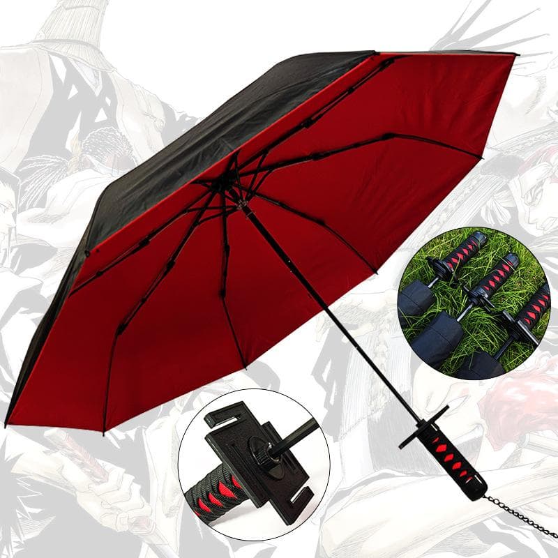 Kamado Tanjirou Katana Sunny Rainy Umbrella 3 Folding 8 Bone Rain-proof Japanese Sword Handle Umbrella Sun Shelter UV Protection cm