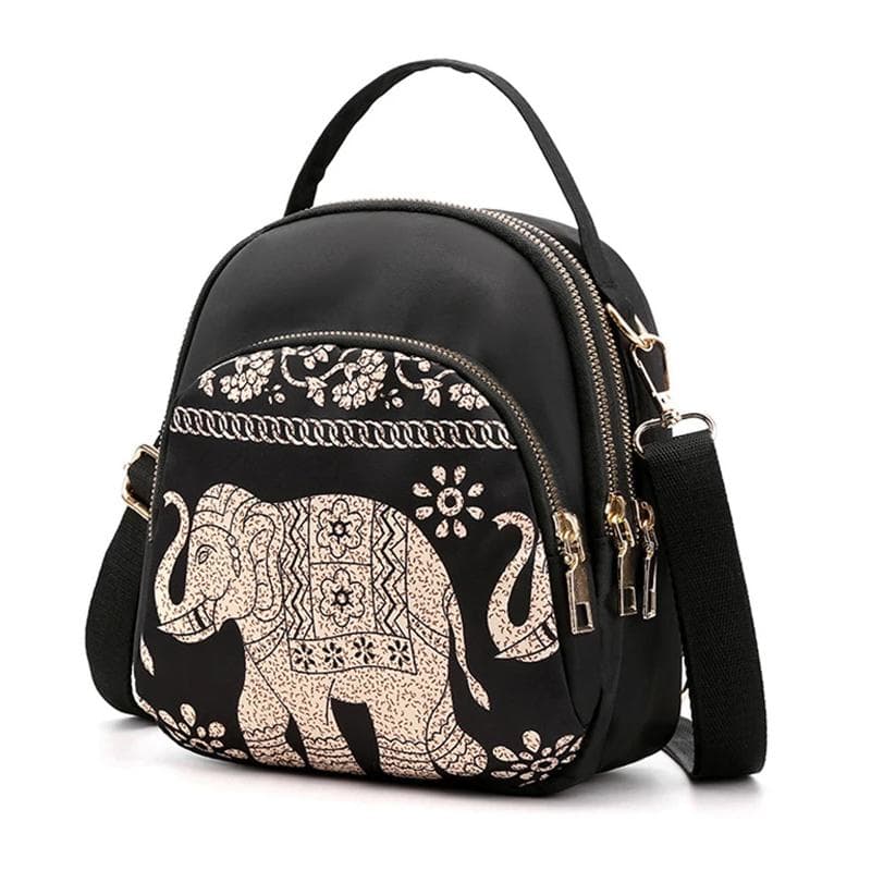 Yogodlns Trendy New Nylon Backpack For women Multifunction Shoulder Crossbody Bag Printing Waterproof Rucksack Travel Lady Pack black/red