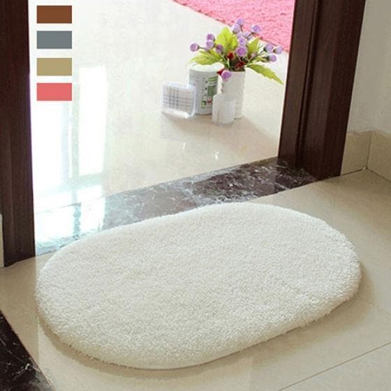 Anti-Skid Soft Fluffy Absorbent Area Rug Home Bathroom Floor Shower Door Mat white