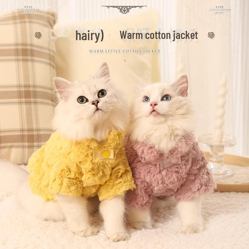 Warm Winter Jacket for Cats - Anti-Hair Loss Plush Cotton Coat for Ragdolls and Kittens