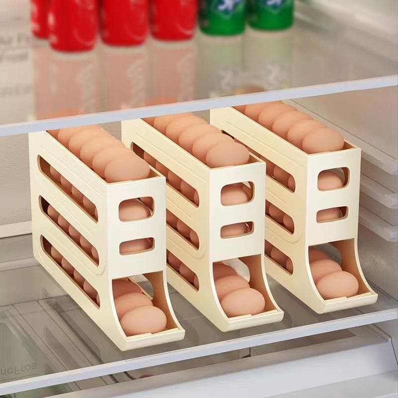 Large Capacity Four Layer Automatic Egg Rolling Machine Kitchen Countertop Egg Tray Fresh-Keeping Box Storage Refrigerator