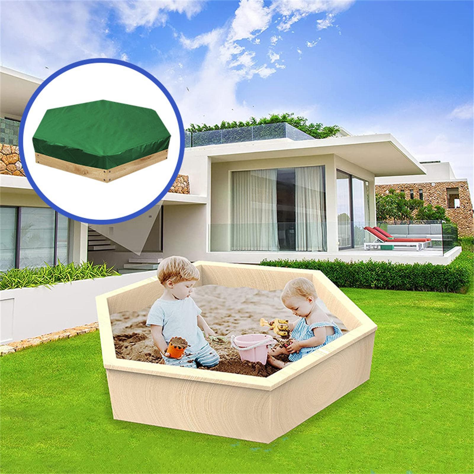 Hexagon Sandbox Cover Waterproof Anti-UV Dustproof 190T Polyester Taffeta Outdoor Sand Pit Covers Patio Furniture Protector green
