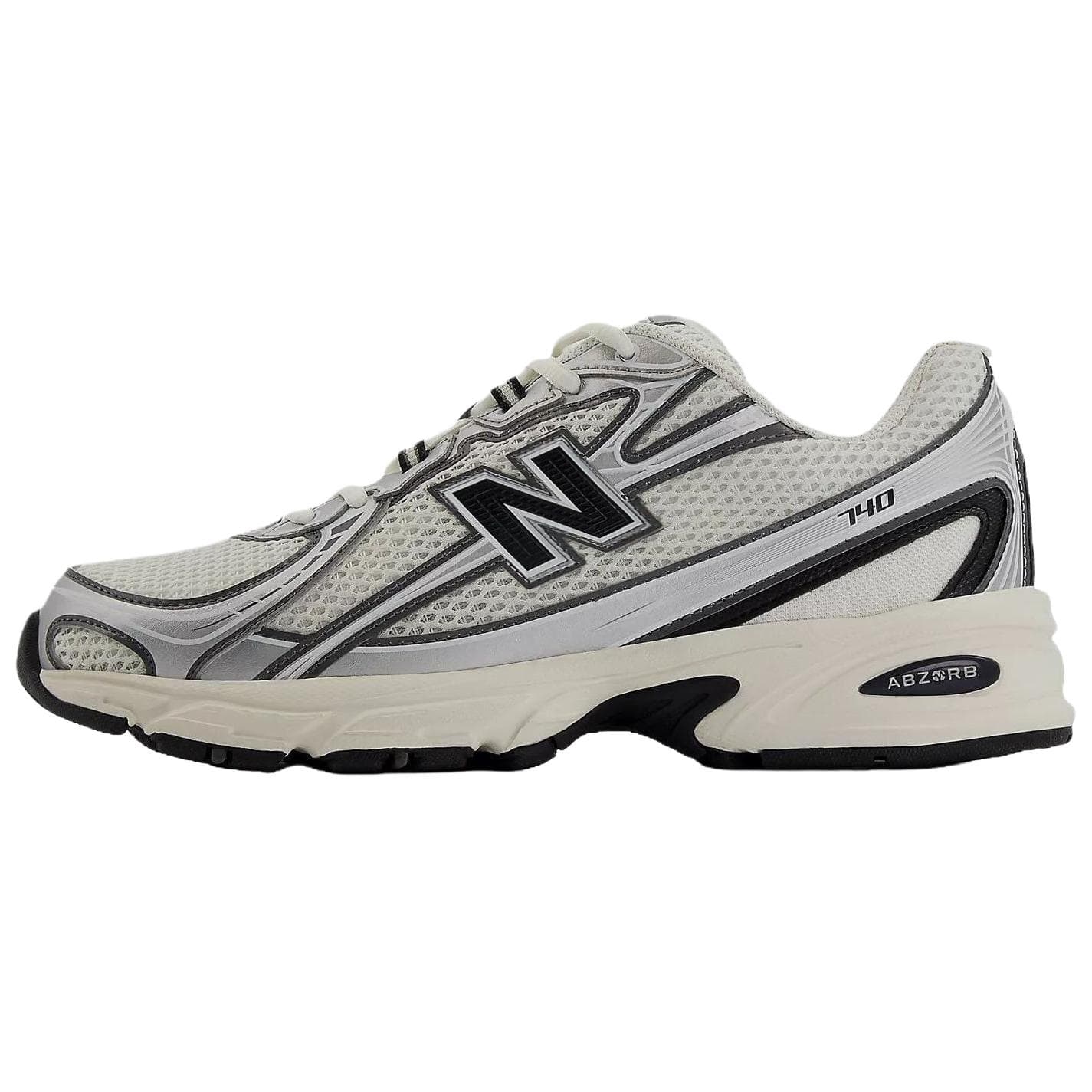 New Balance 740 Sea Salt Black Silver Metallic Unisex Sneakers White U740BK2 cm