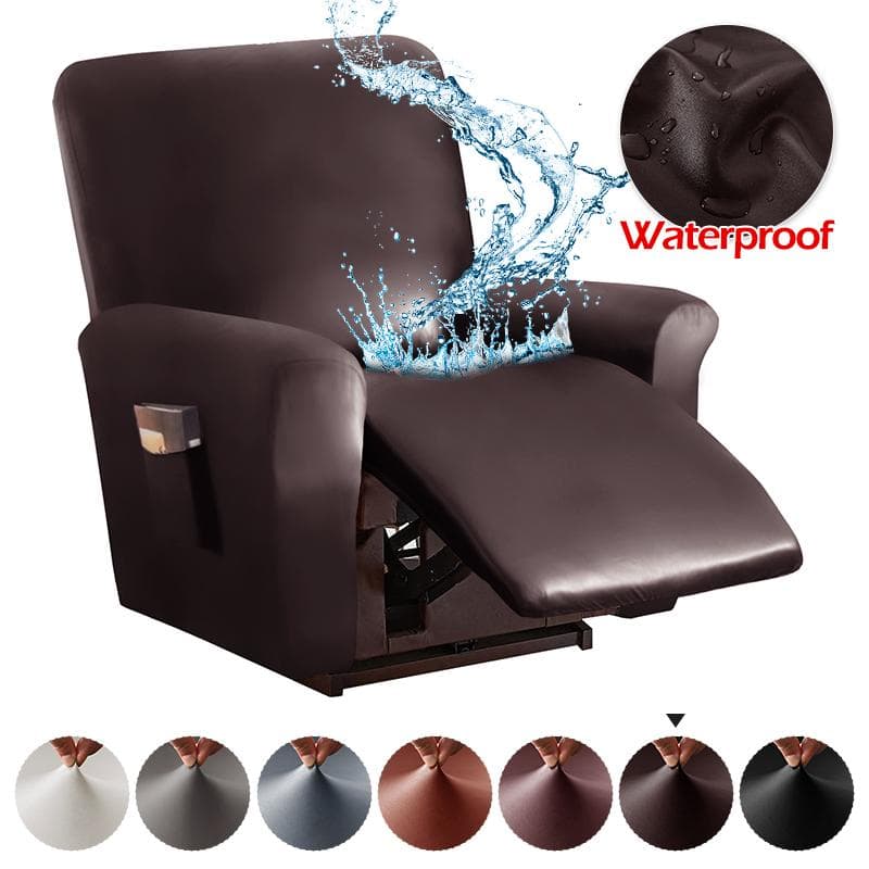 Waterproof Pu Recliner Chair Cover High Quality Solid Color Relax Armchair Slipcover Recliner Sofa Cover For Living Room 1 Seat white