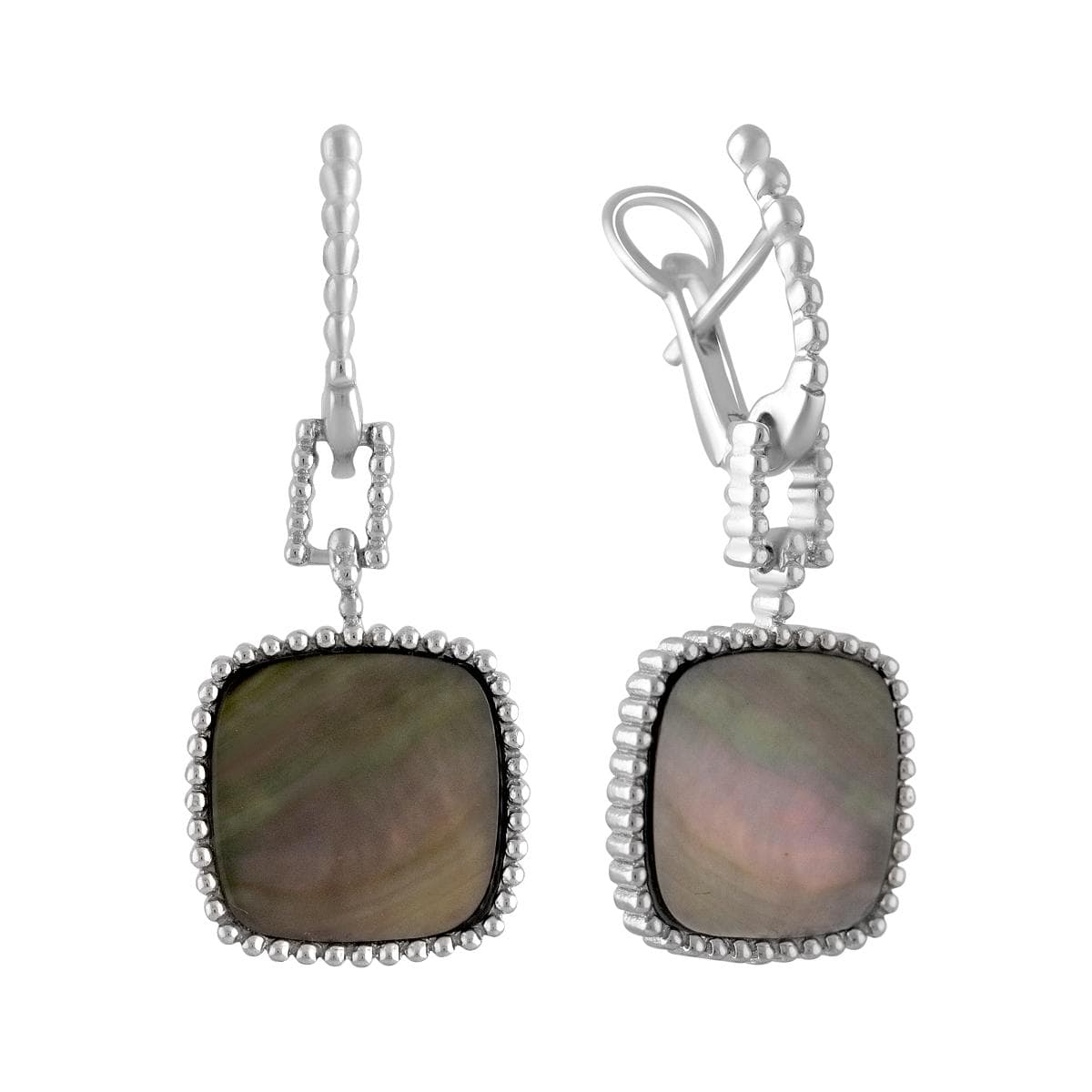 Silver earrings with natural mother-of-pearl (2109877) white