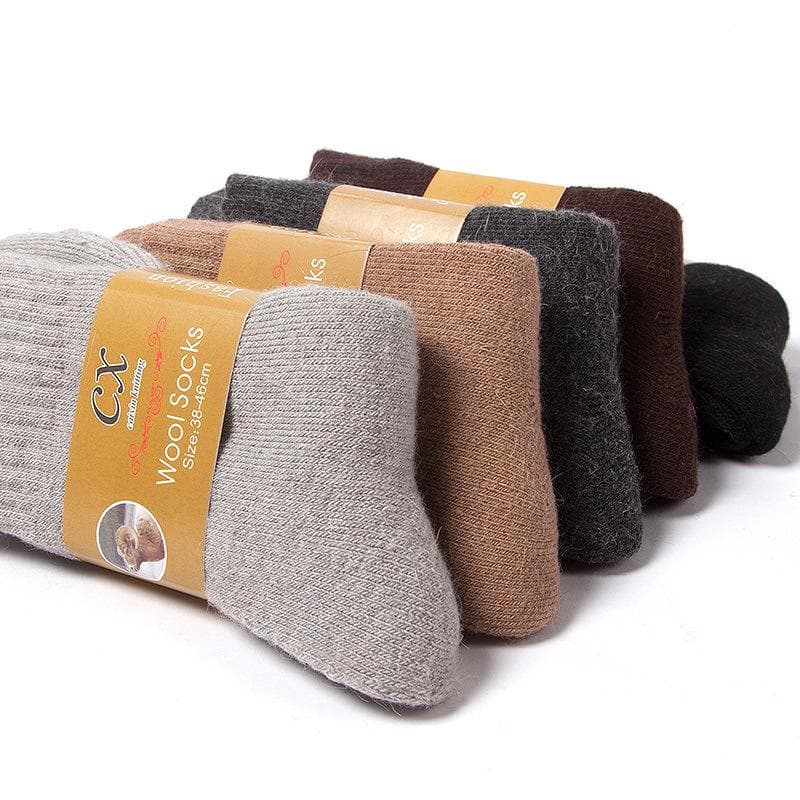5Pairs Men Wool Socks Winter Warm Casual Thick Men's Simple Solid Color Male High Quality 38-45 dark grey