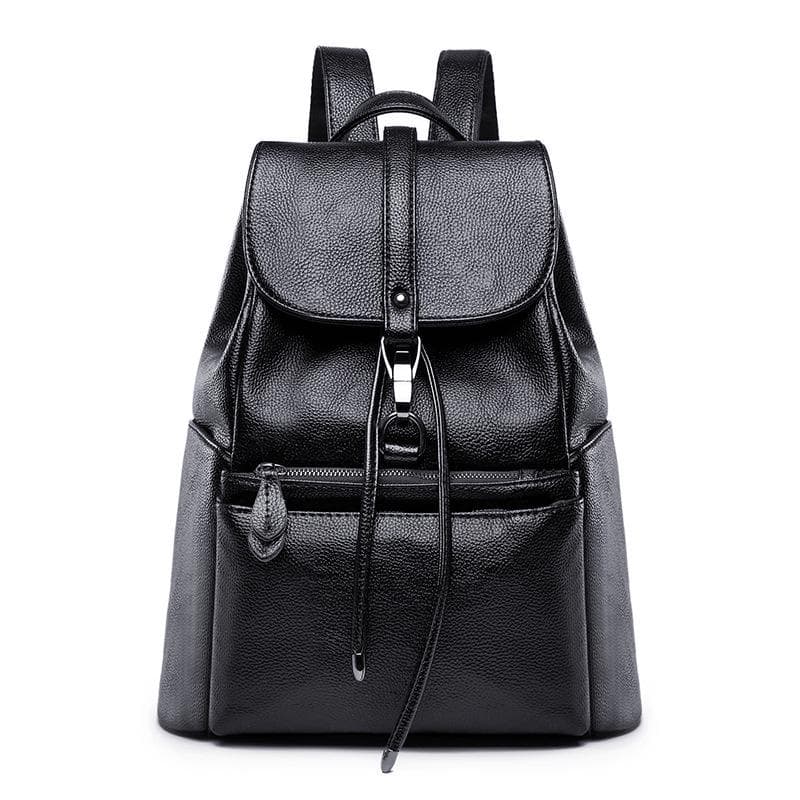 Women Backpacks Soft Leather Fashion Back Bag Brand Female Travel Bags Backbags Large Capacity School Bag black