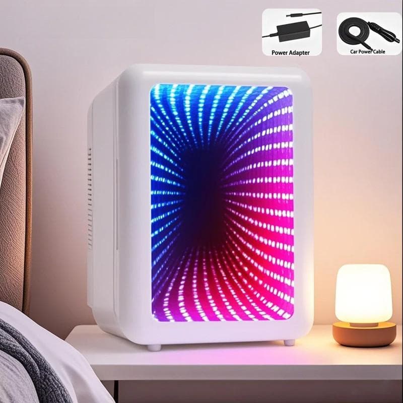 4 Liter/6 Cans Small Beauty Refrigerator Dimmable LED Light AC/DC Fridge Car Home Use Mini Portable Freezer