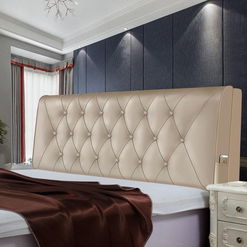 Leather Headboard Cover King Size Customized High Resilient Filler Headboard Pillow Washable Fabric Bed Head Cover black