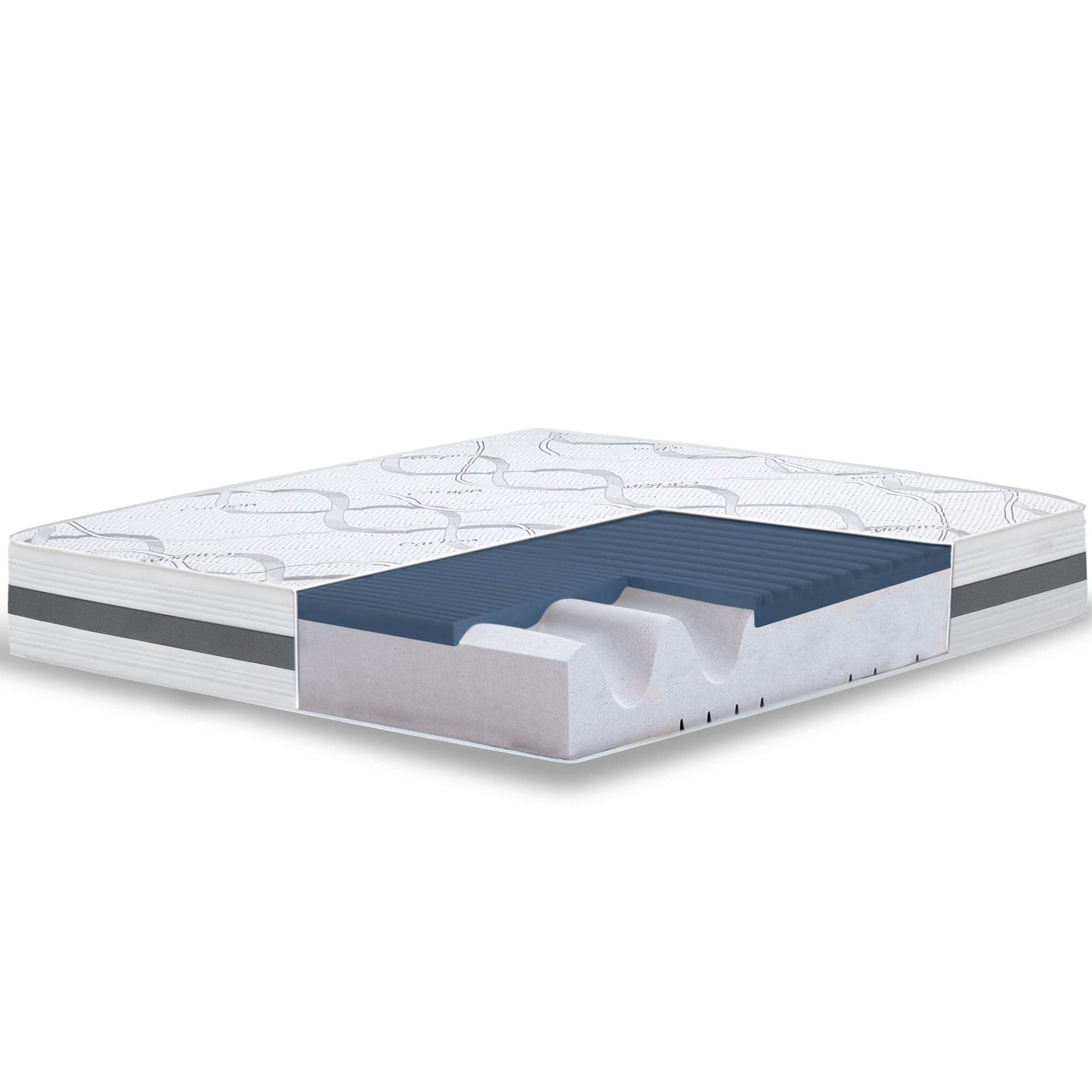 The White Stone Memory Foam Mattress Height 22 cm | Hypoallergenic and Breathable Fabric | Self-Adapting Orthopedic Properties white