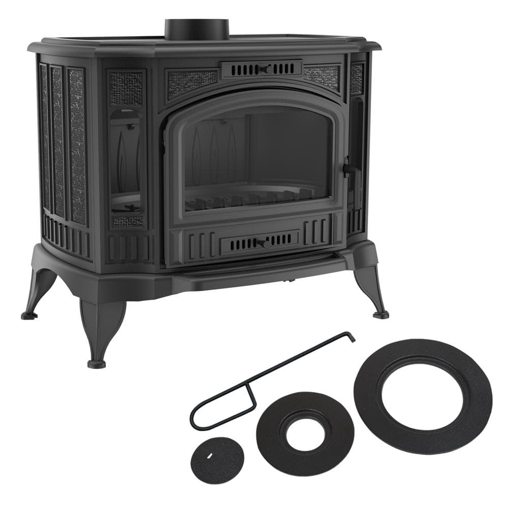 Wood burning cast iron stove KRATKI K9 Ø 150 with hot plates black
