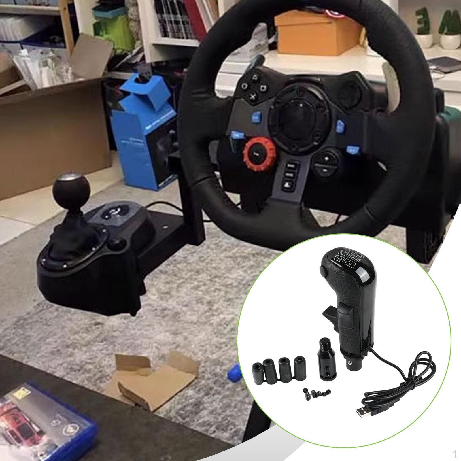 USB Truck Simulator Shifter,Gear Knob Gifts Steering Wheel Accessory Black for G920 G923 Game Tools