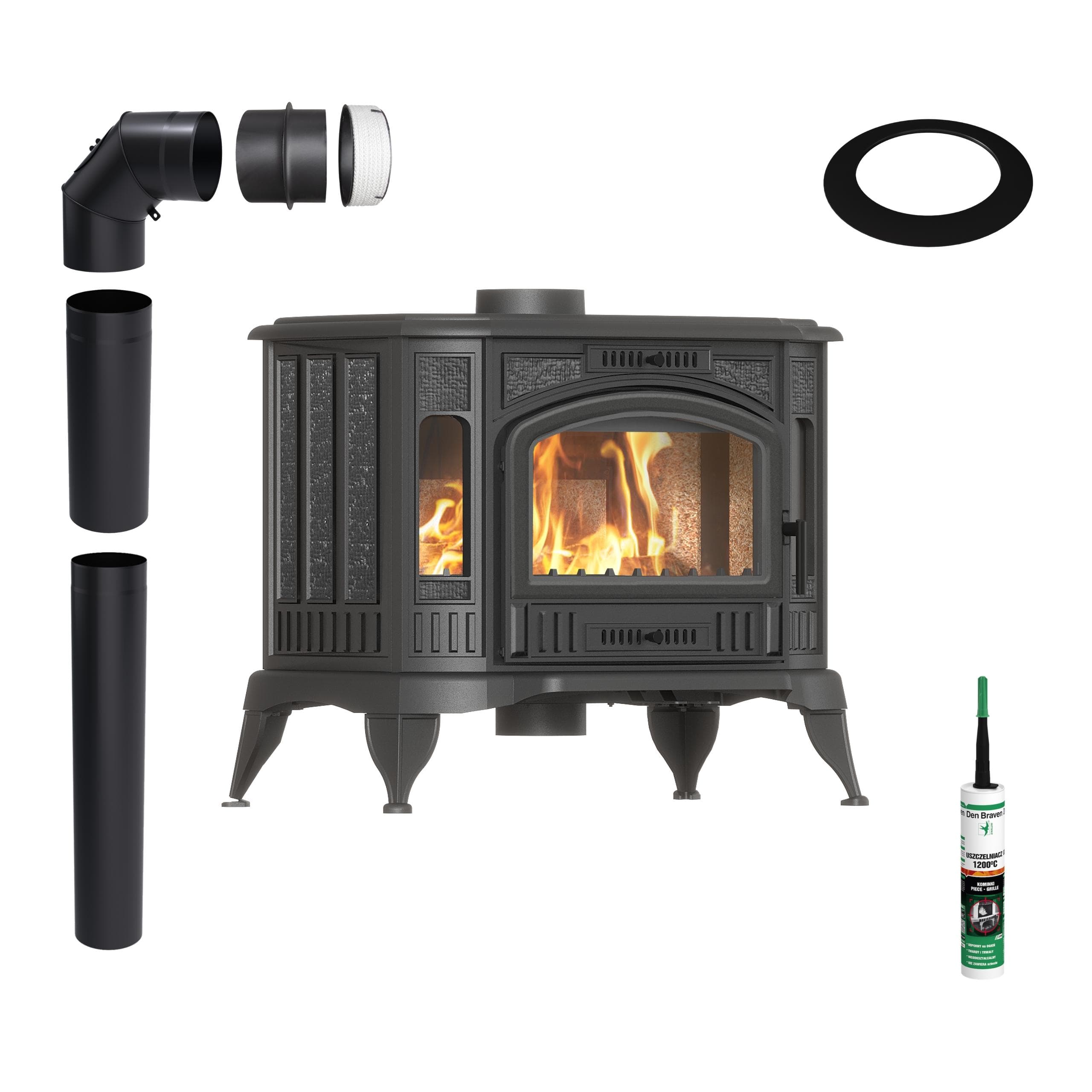Cast iron wood burning stove KRATKI K9 ECO Ø 130 8 kW