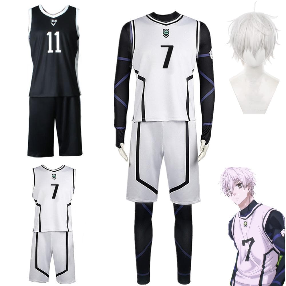 Anime Blue Lock Cosplay Nagi Seishiro Costume White Black Jersey Football Jumpsuit Bodysuit Halloween Carnival Party Clothes cm white