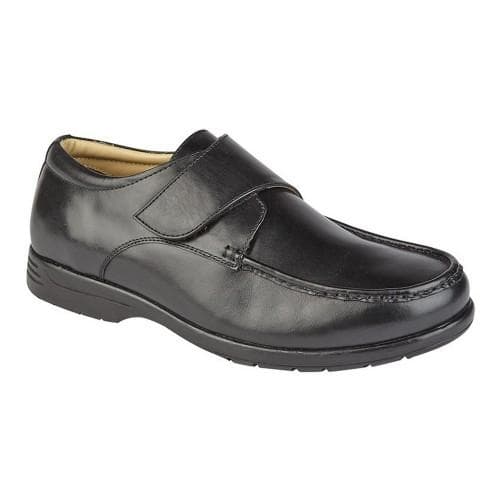 Roamers Mens Leather XXX Extra Wide Touch Fastening Casual Shoe cm black